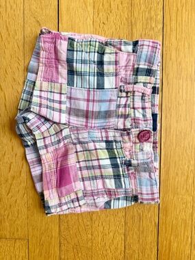 Baby Gap Madras Plaid Patchwork Pink Multi Cotton Shorts